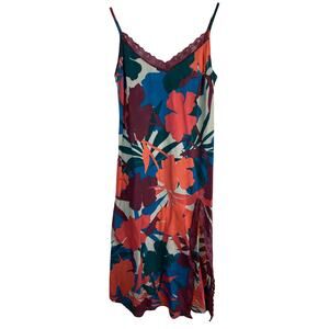 Adore Me Women's Size S Colorful Floral Lace Trim Spaghetti Strap Slip Dress
